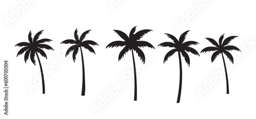 Black palm tree set vector illustration on white background silhouette art black white	
