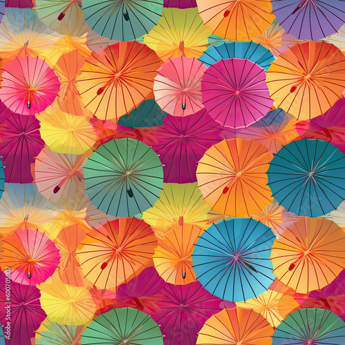 Parasol Summer Umbrella Colorful Seamless Pattern Texture Generative AI © ST 3Design