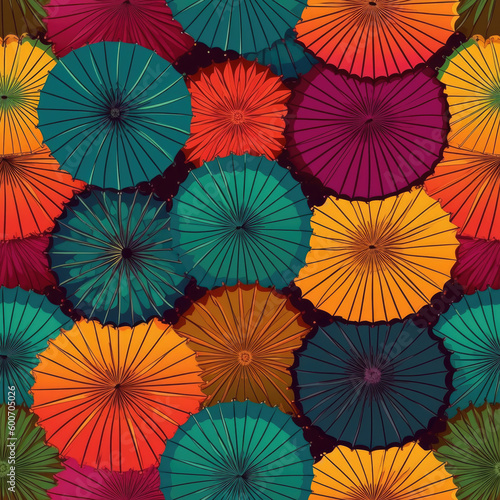 Parasol Summer Umbrella Colorful Seamless Pattern Texture Generative AI