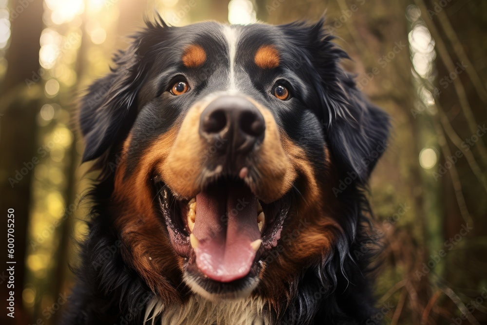 Cute bernese smiling mountain dog. Generate Ai