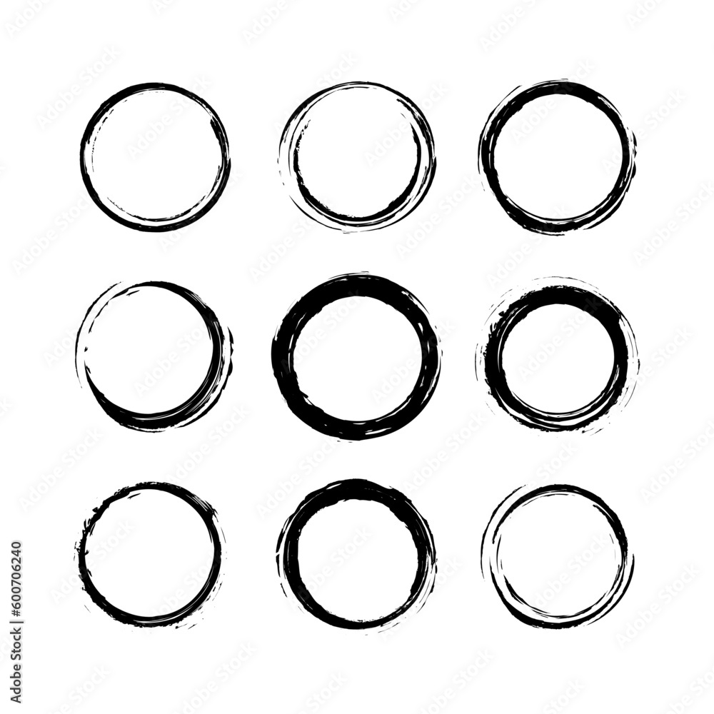 set of circle brush element vector, abstract circle grunge set of circle brush element vector, abstract circle grunge