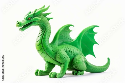 Green wooden dragon toy. Generate Ai