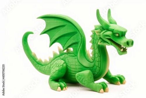 Green wooden dragon. Generate Ai