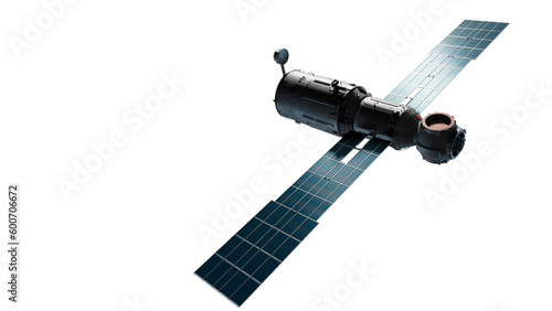 illustration with an artificial earth satellite on the theme of space industry technology