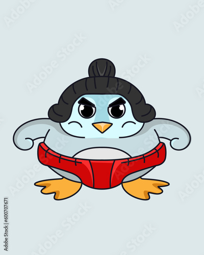 Illustration Graphic Of Sumo Pinguin Good For Mascot and Character