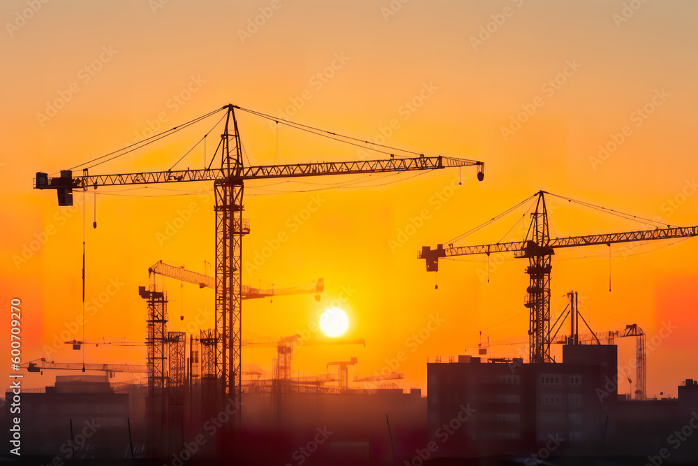 Construction and engeneering concept, tower crane