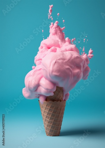 ice blue concept cream pink summer cloud cream dessert ice art. Generative AI.