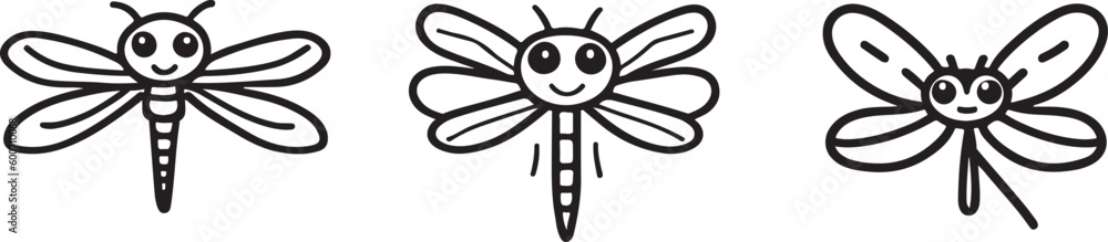 Obraz premium A dragonfly line art vector drawing 
