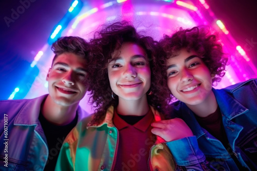 Faces of Diversity: Young People Shine in Neon Colors. generative ai.