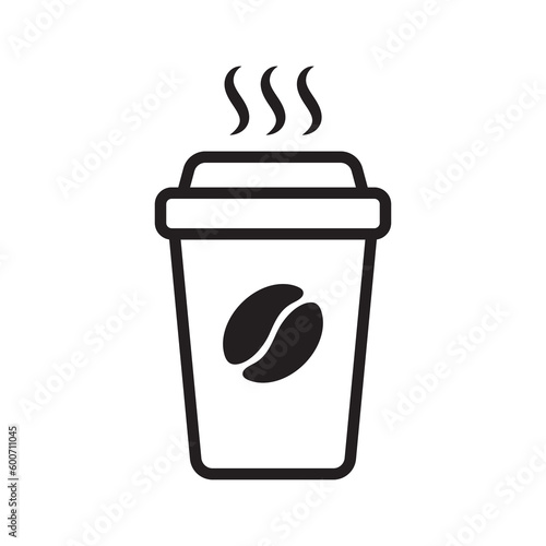 Coffee cup vector icon. Paper coffee cup icon isolated on white background.