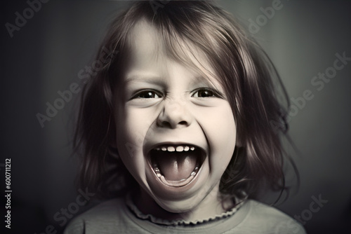 portrait of a child laughing and smiling looking in the camera