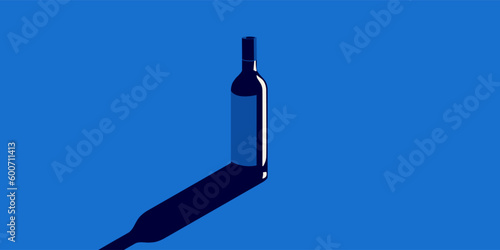 Bottle of wine on a classic blue background.