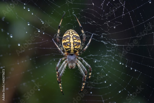 Orb weaver spider arabesca predator. Generate Ai