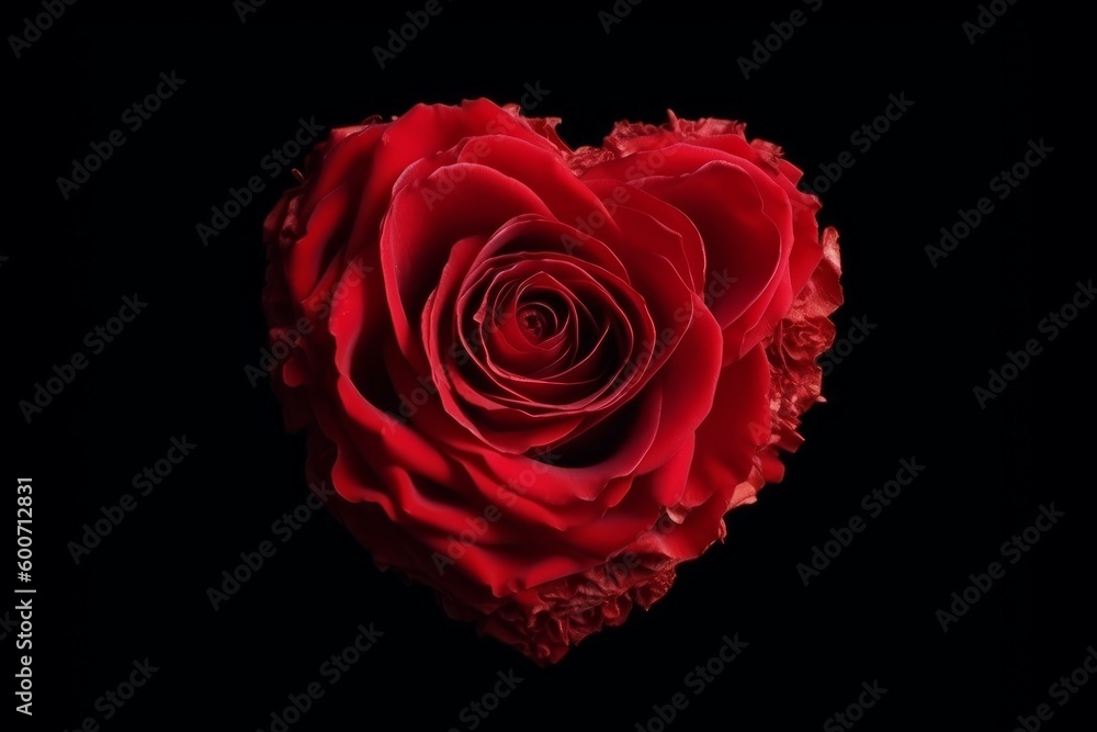 Red rose shape heart love. Generate Ai Red rose shape heart love. Generate Ai