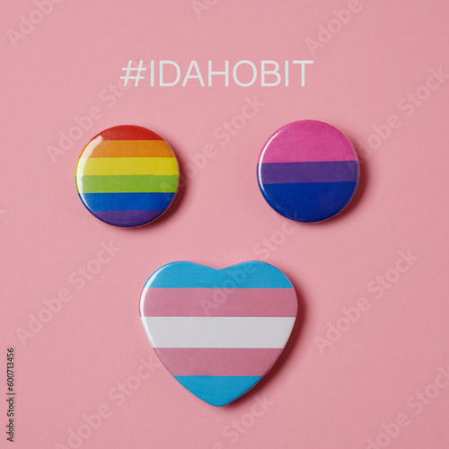 LGBTIQ pride flags and text IDAHOBIT photo