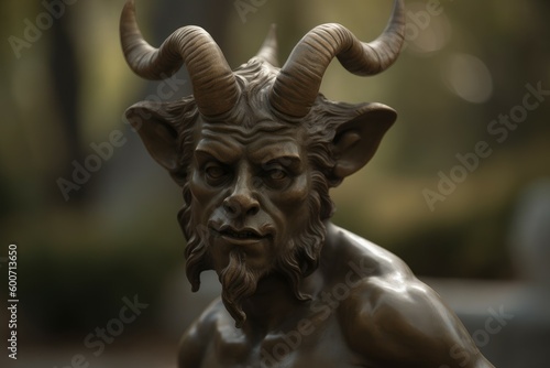 Satyr mythology statue. Generate Ai