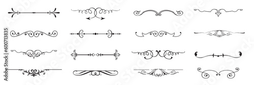 Set of decorative divider elements. Border florish collection. Vector.