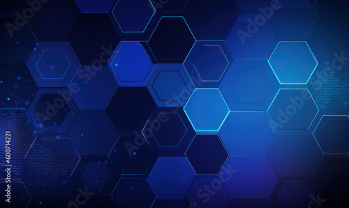 Abstract indigo color background or wallpaper with hexagons, Generative AI