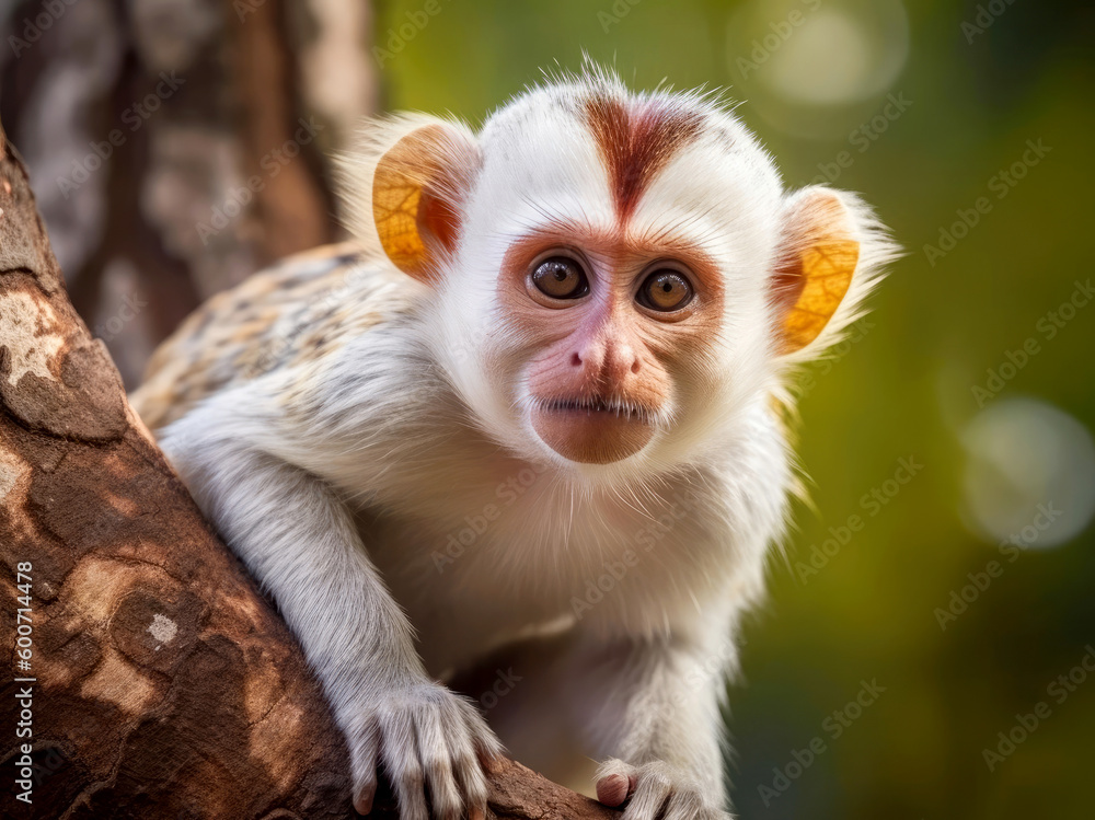White-brown monkey in the jungle of Brazil close-up. White-brown monkey in the jungle of Brazil close-up.