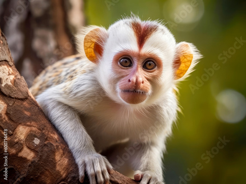 White-brown monkey in the jungle of Brazil close-up. © Tatiana