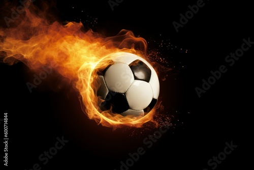 Soccer ball fire. Generate Ai