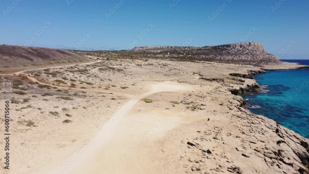 Aerial Drone Shot of a dried out Landscape on the Coast of Cyprus Aerial Drone Shot of a dried out Landscape on the Coast of Cyprus