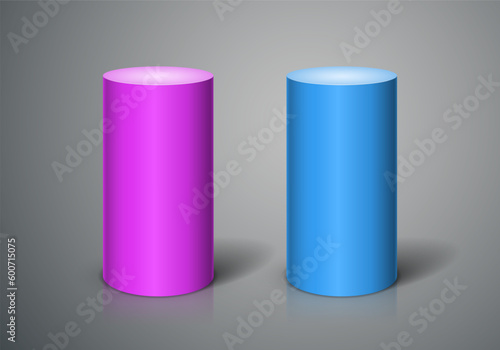Purple and blue cylinder on dark background. Vector template for your design.