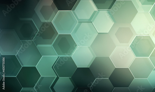 Abstract sage color background or wallpaper with hexagons, Generative AI photo