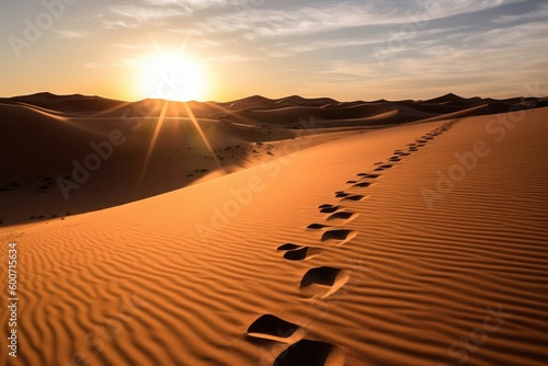 Sunset desert morocco dune. Generate Ai