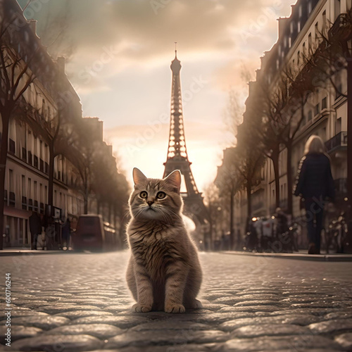 Chat devant la Tour Eiffel  © Slimane