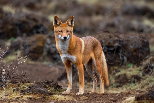 Endemic ethiop wolf. Generate Ai photo