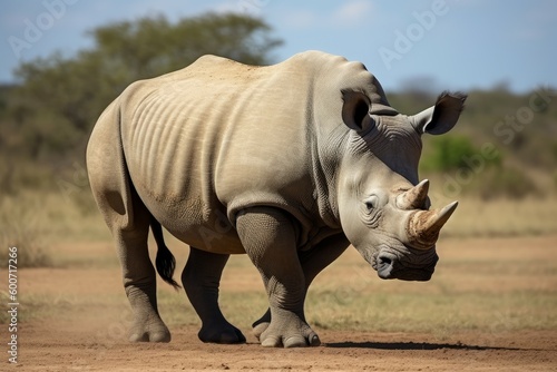 White rhinoceros. Generate Ai