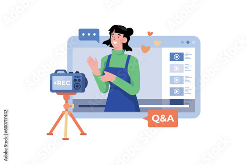 A video creator livestreams a Q&A with their audience.