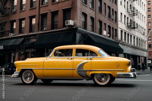 Yellow retro taxi car. Generate Ai © nsit0108
