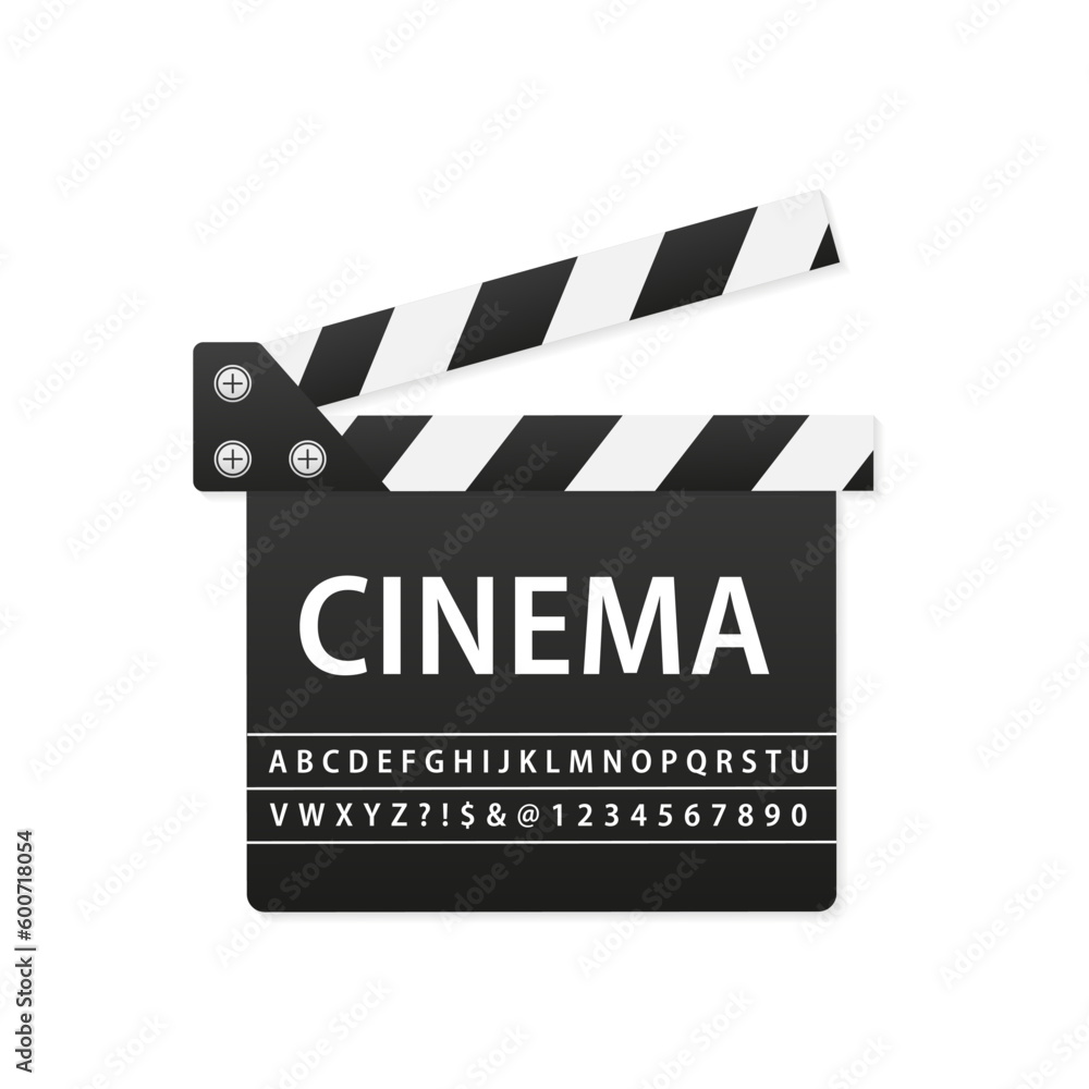 3d Realistic Blank Closed and Opened Movie Film Clap Board Icon Set Closeup. Design Template of Clapperboard, Slapstick, Filmmaking Device. Front View. Cinema. Vector illustration