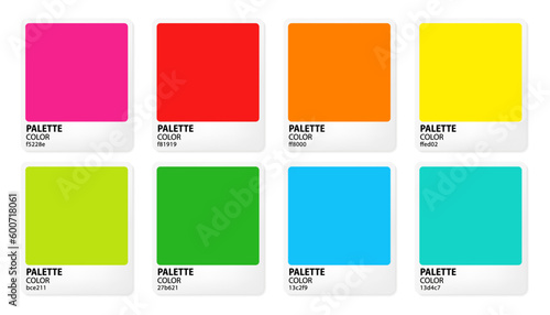 Palette color 3d effect. Samples of the catalog of Pantone color palettes Blue and violet in RGB HEX. Flat design. Vector illustration
