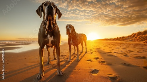 Gentle Giants: Great Danes at Sunset