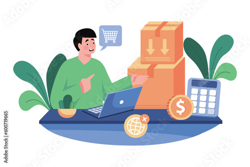 A small business owner manages inventory and orders supplies.