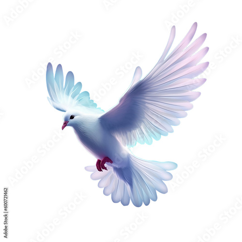 Dove of peace. Flying white dove isolated on transparent background. International Day of Peace. PNG. Generative AI © Natali2510
