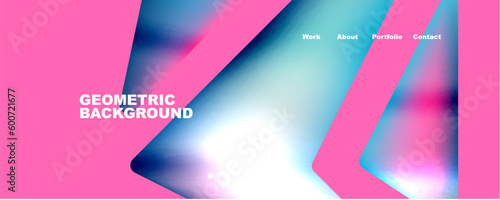 Bright colorful triangular shapes abstract background with fluid color effect. Glass, light and shadow effects. Illustration For Wallpaper, Banner, Background, Card, Book Illustration, landing page