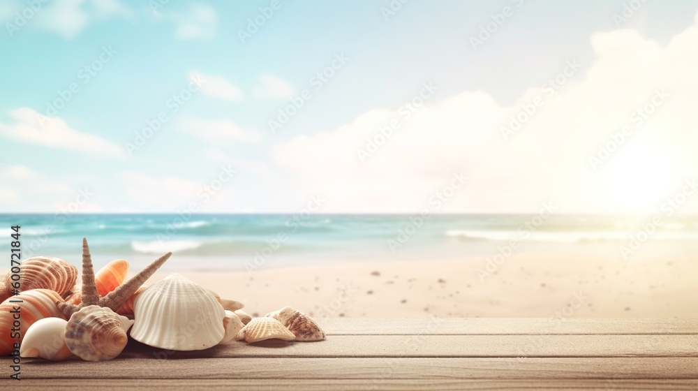 Sandy beach vacation themed background, with empty copy space, Generative AI Sandy beach vacation themed background, with empty copy space, Generative AI