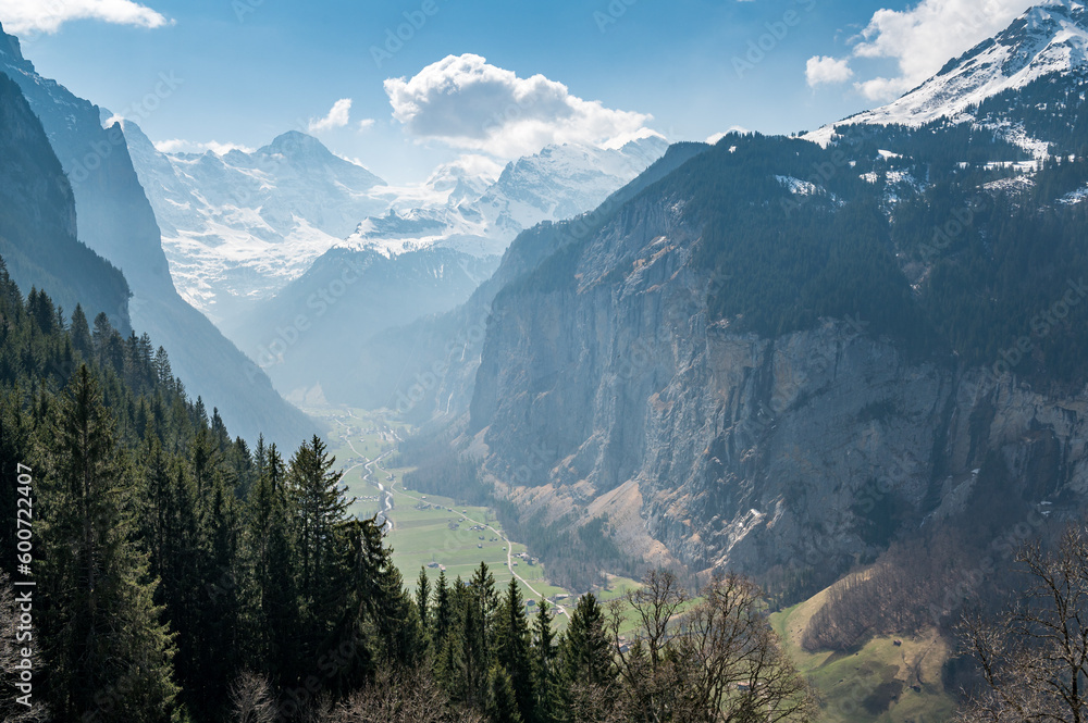 view into Lauterbrunnen Valley from Wengen
