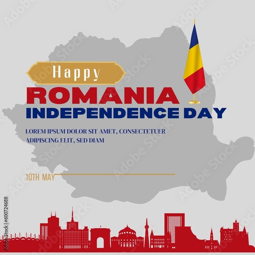 Premium Vector   Square banner illustration of romania independence day celebration with text space vector illustration