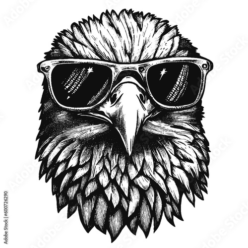 eagle wearing sunglasses vector illustration