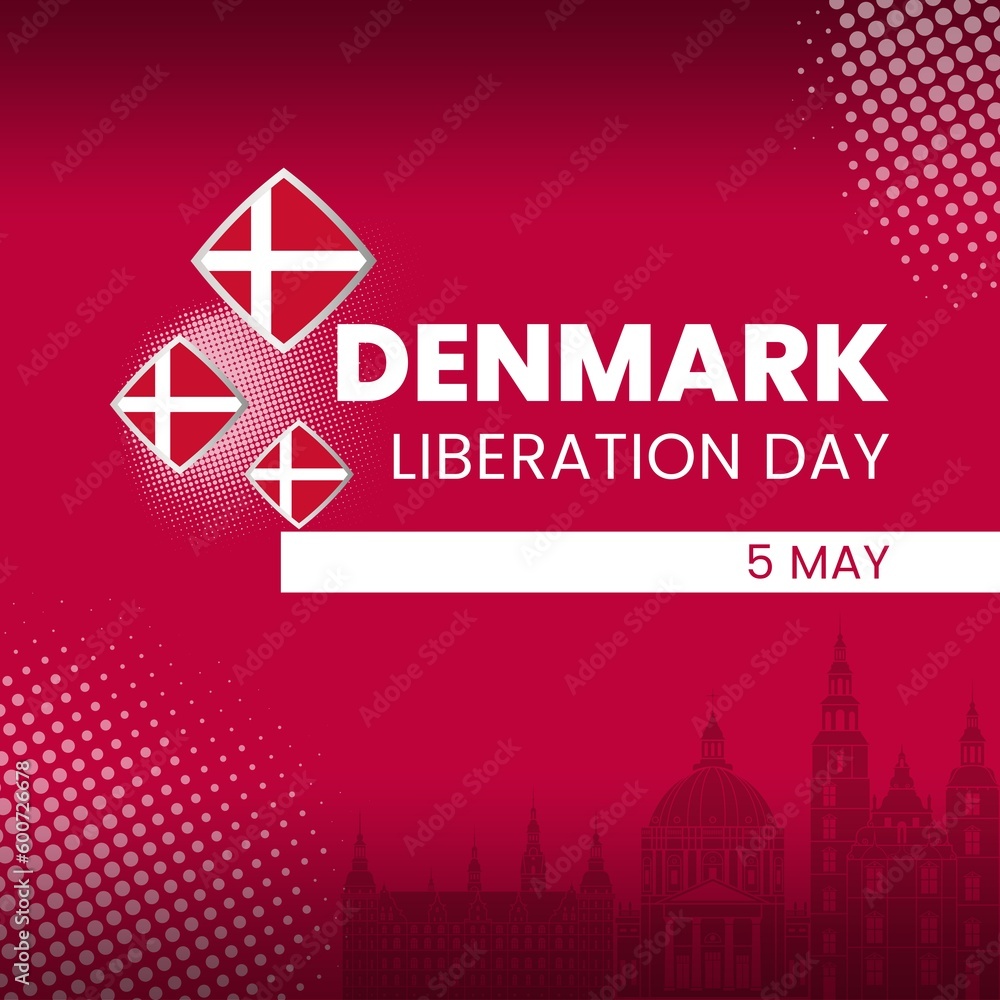 Obraz premium Liberation day denmark. National holiday in denmark, liberation day 5 may. vector illustration.