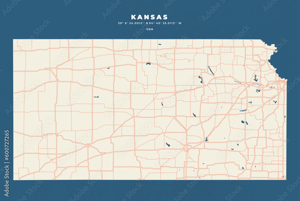 Kansas map vector poster flyer