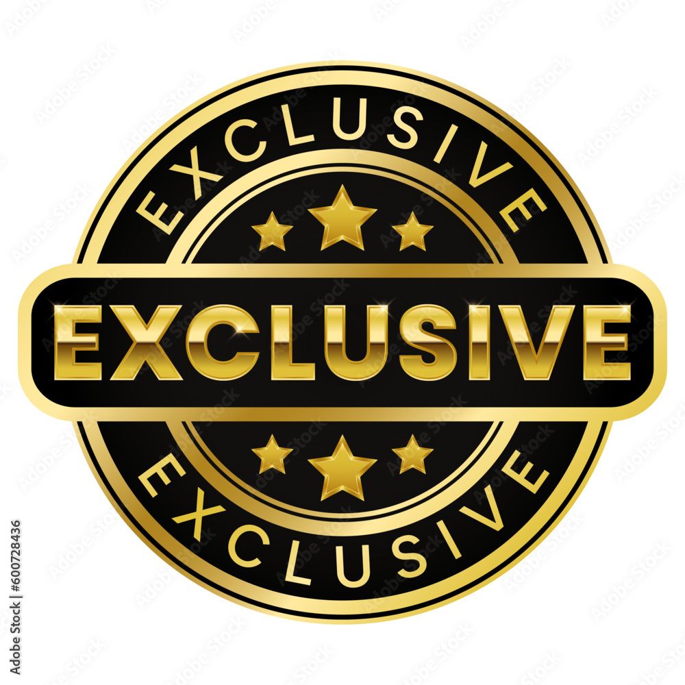 Gold Exclusive stamp sticker with Stars vector illustration