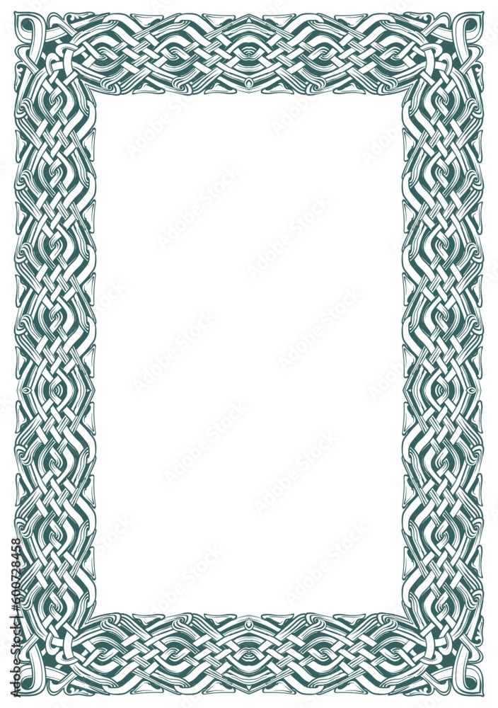 Georgian traditional decorative frame. Rectangular shape A4 format. Sketch style drawing isolated on white background. EPS 10 vector illustration.