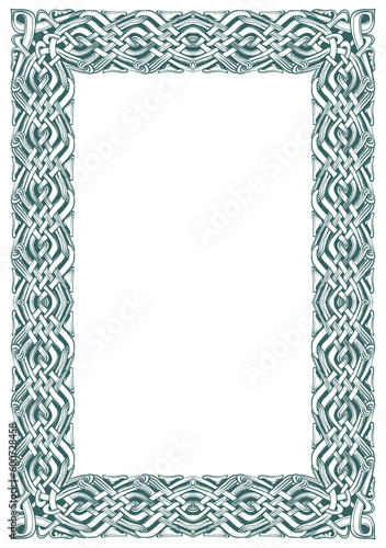 Georgian traditional decorative frame. Rectangular shape A4 format. Sketch style drawing isolated on white background. EPS 10 vector illustration.