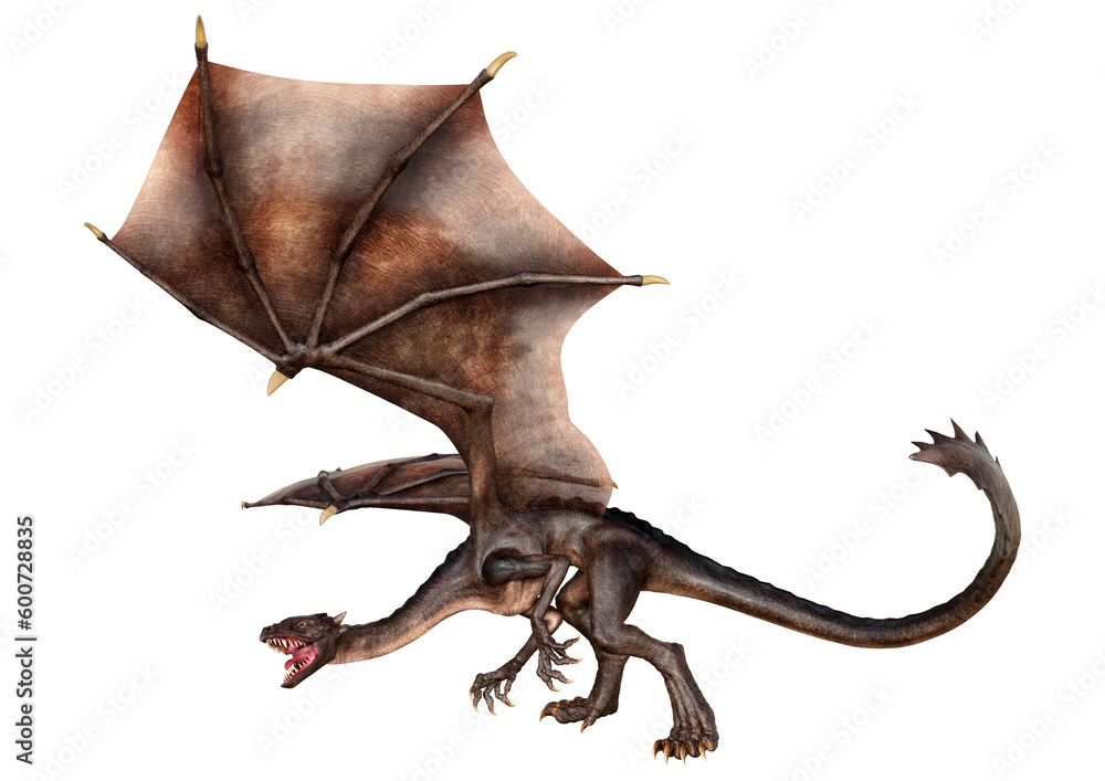 Naklejka premium 3D Rendering Fairy Tale Dragon on White